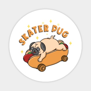 Skater Pug Magnet